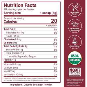 Force Factor Total Beets Organic Beetroot Powder Superfood to Boost Daily Nutrition,Unflavored, 90 Servings