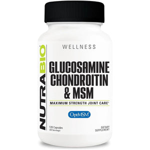 Nutrabio Glucosamine Chondroitin & Optimsm Supplement, Joint Support Formula - 120 Capsules