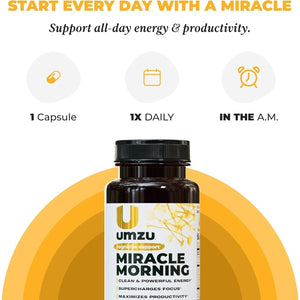 UMZU Miracle Morning Energy Supplement with Caffeine & Energy Enhancers 150Mg (30 Capsules)