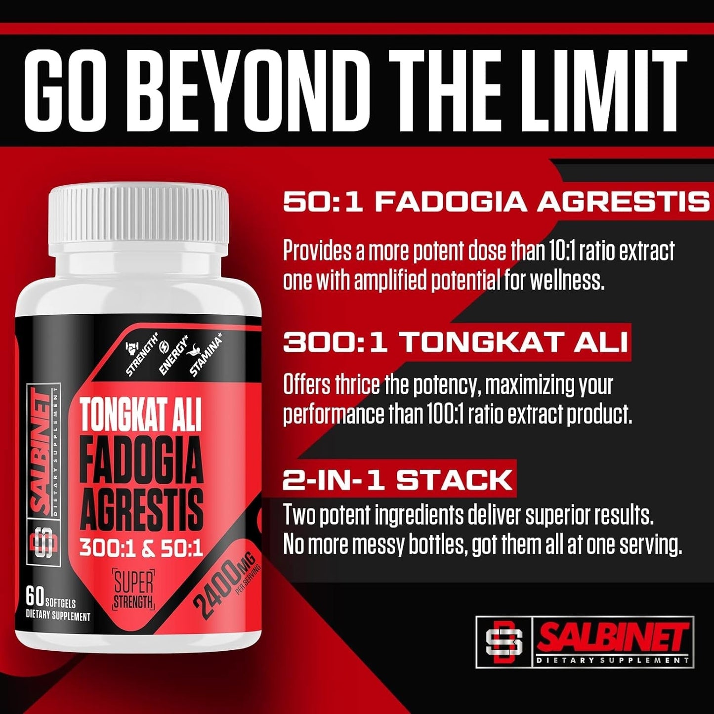 2400Mg Fadogia Agrestis Tongkat Ali Supplements - 1400Mg Fadogia Agrestis & 1000Mg Tongkat Ali