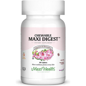 Maxi Health Chewable Digest - Natural Digestive Enzymes with Bromelain and Calcium- Quick-Acting - 90 Chewables.
