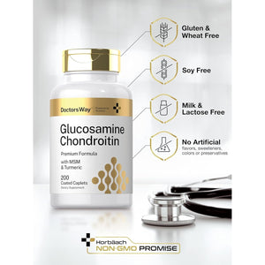 Doctor'S Way Glucosamine Chondroitin Turmeric MSM | 200 Caplets | Advanced Support Complex