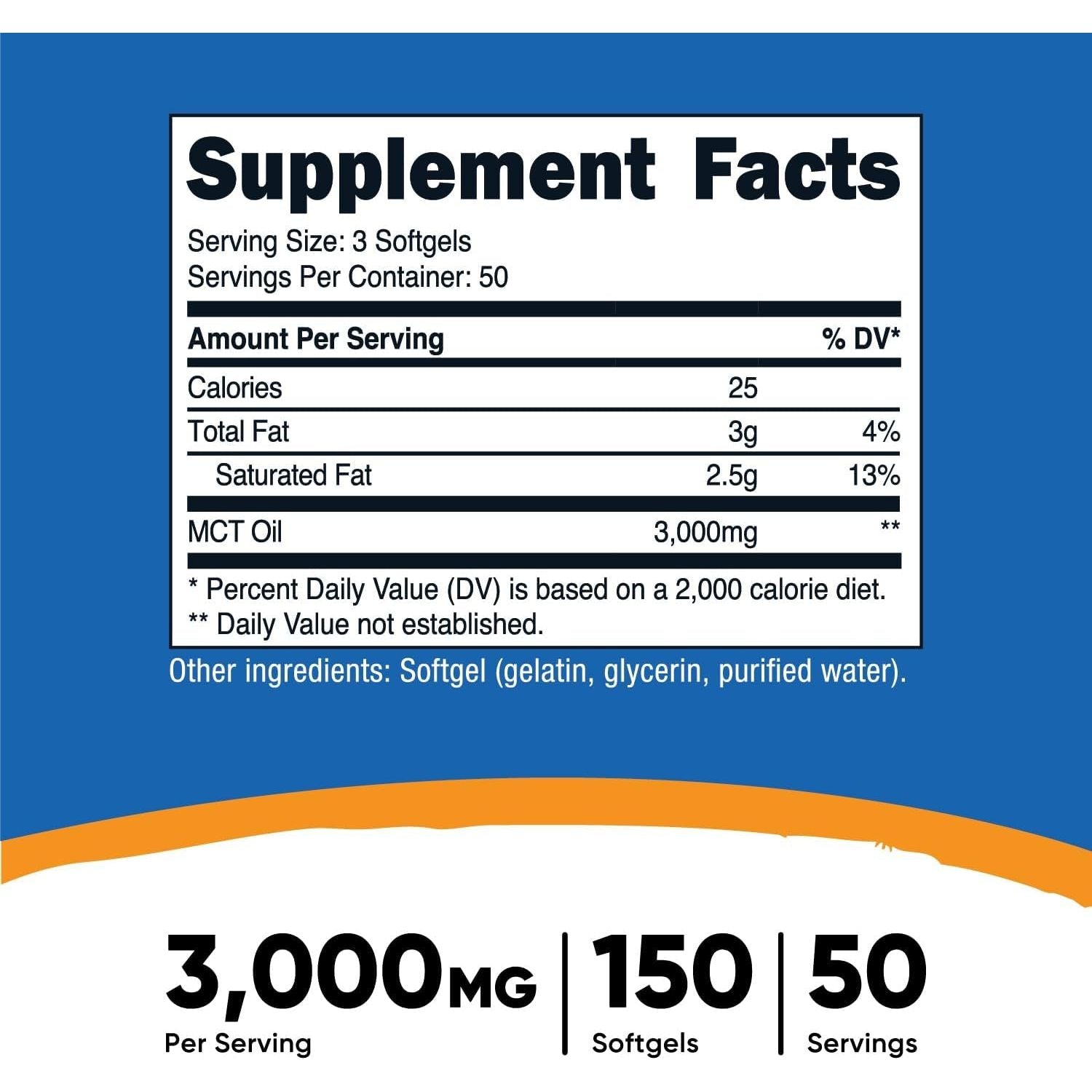 Nutricost MCT Oil Softgels 1000Mg, 150 SFG (3,000Mg Serv) - Great for Keto, Ketosis, and Ketogenic Diets