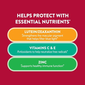 Ocuvite Vitamin & Mineral Supplement for Eye Health Adult Gummies, Contains Lutein & Zeaxanthin, Mixed Fruit, 60 Count