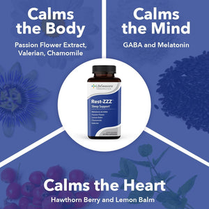 Rest-Zzz - Powerful Sleep Support Supplement - Calms Nervous System - 60 Capsules
