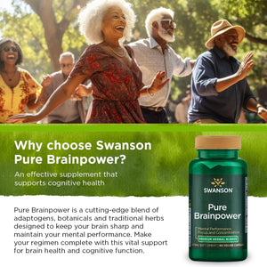 Swanson Pure Brainpower Brain Health Cognitive Memory Focus Support 60 Veggie Capsules
