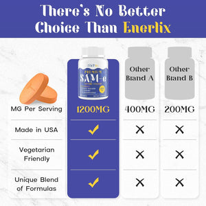 1200 MG SAM E Supplement for Brain, Mood, Joint, and Liver, 60 Tablets, Vegan