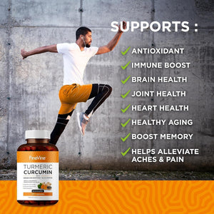 Turmeric Curcumin with Bioperine Black Pepper and Ginger - Made in USA - 120 Vegetarian Capsules