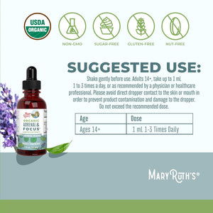 USDA Organic Nootropic Focus Supplement with Ginkgo Biloba - Brain, Memory and Adrenal Support