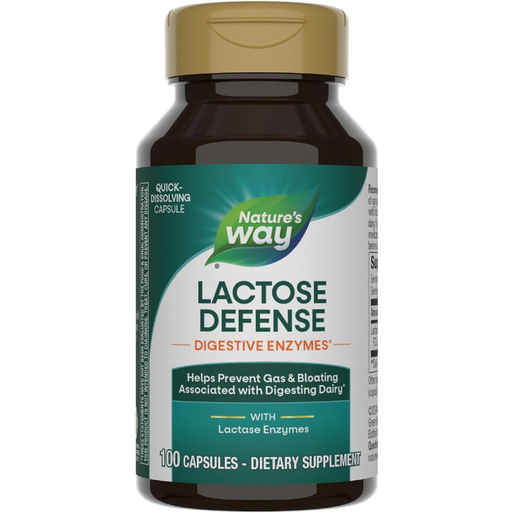 Nature'S Way Lactose Defense, Supports the Digestion of Dairy*, 690 Mg Lactase/Serving, 100 Capsules