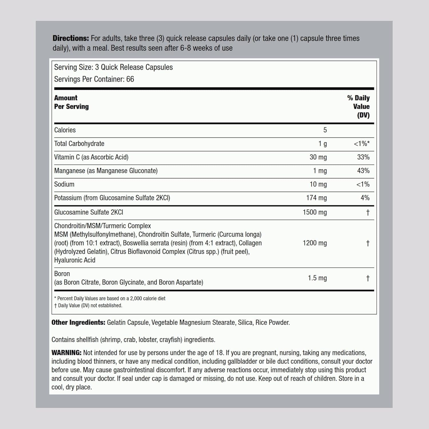 Piping Rock Glucosamine Chondroitin MSM | 200 Capsules | Non GMO & Gluten Free Supplement | by Lindberg