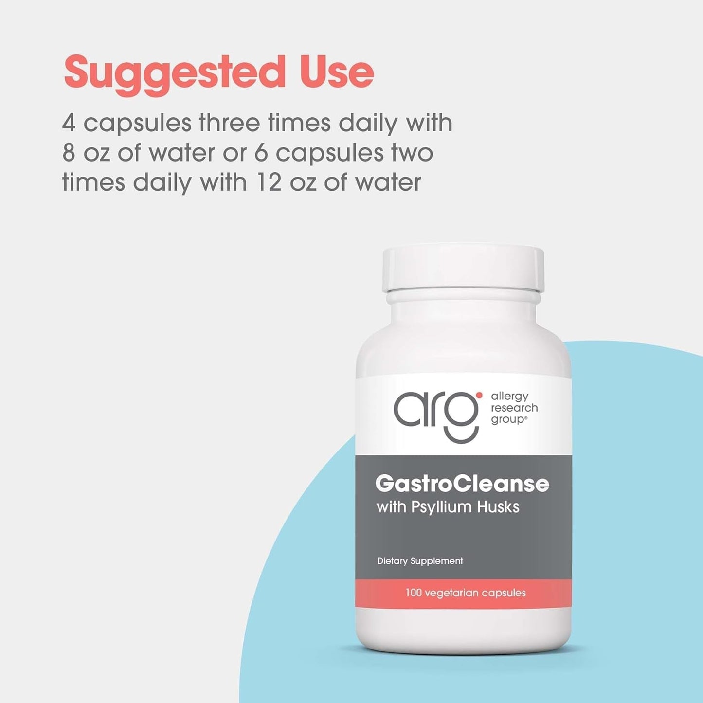 Allergy Research Group Gastro Cleanse Supplement - Gut Cleanse Detox, Constipation Relief - 100 Count