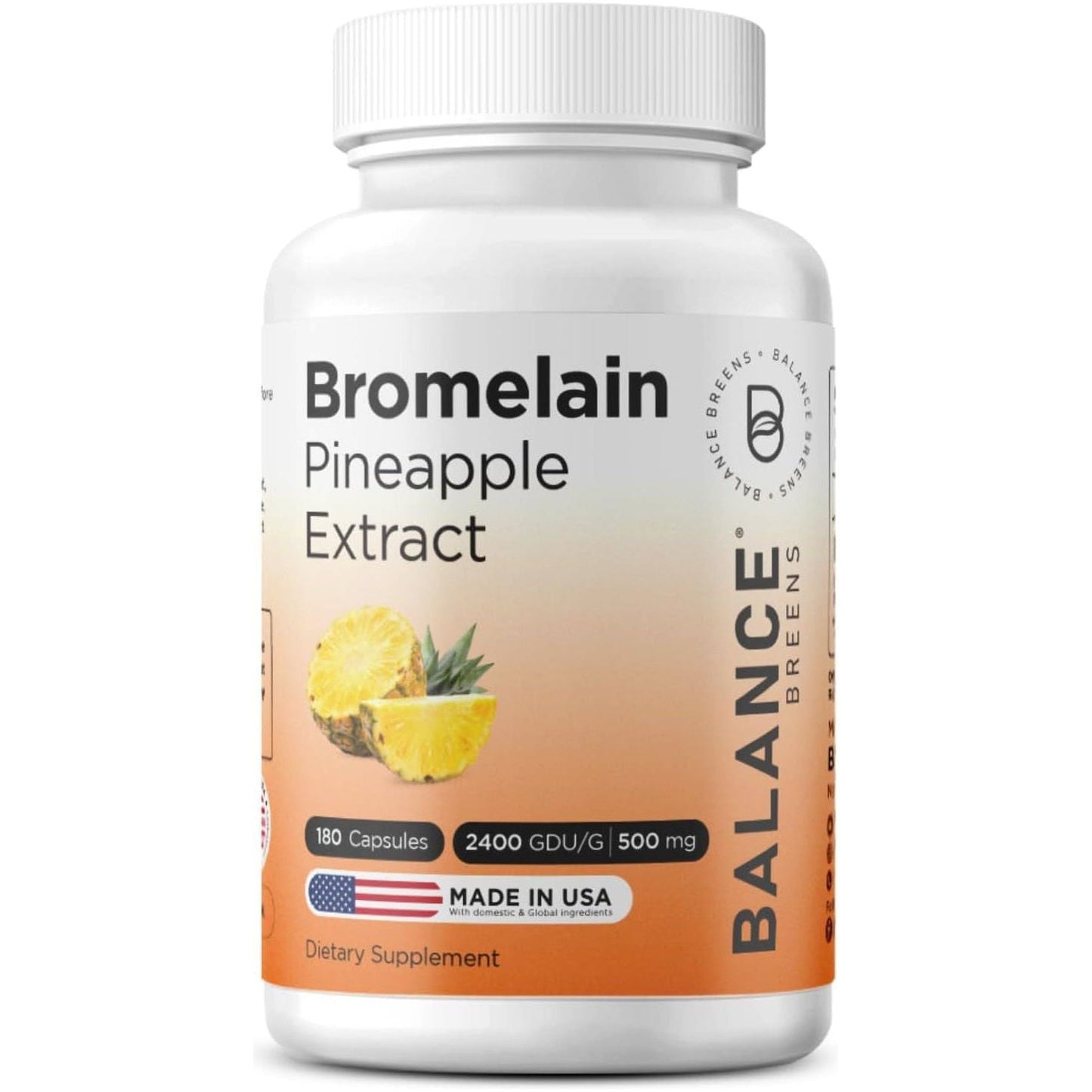 Balancebreens Bromelain 500Mg, 180 Capsules - Pineapple Extract Digestive Enzyme, Supports Digestion and Joint Health Supplement