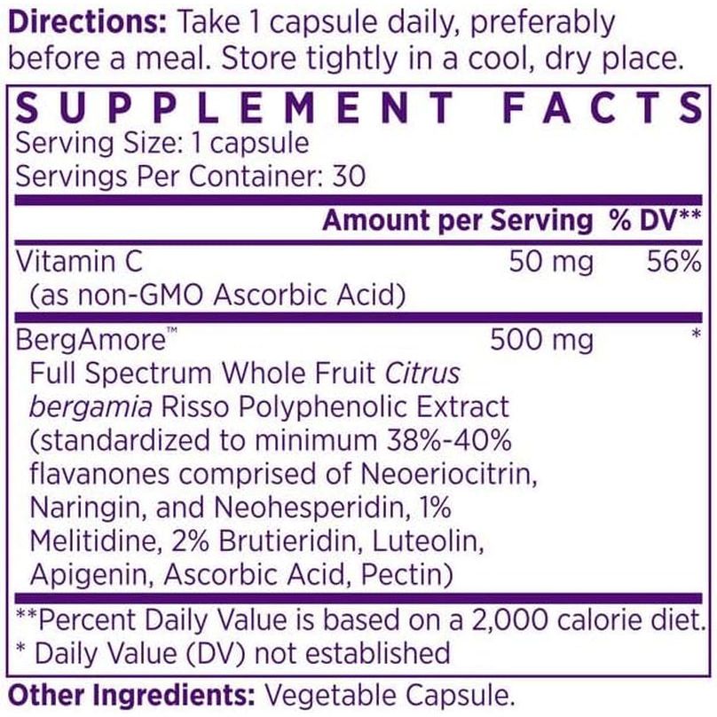 NAOMI Italian Citrus Bergamot 500Mg to Support Healthy Cholesterol & Triglyceride Levels 30-Day Supply