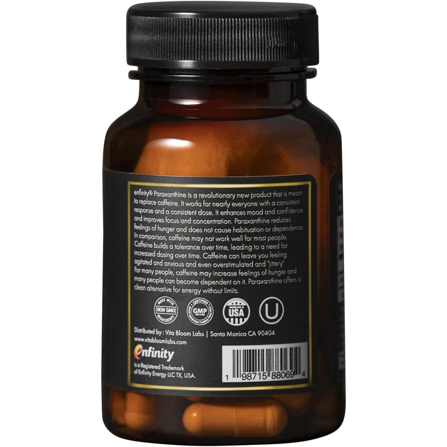 Enfinity Paraxanthine Capsules, Clean Energy & Focus, Caffeine Alternative | 200 Mg 30 Capsules