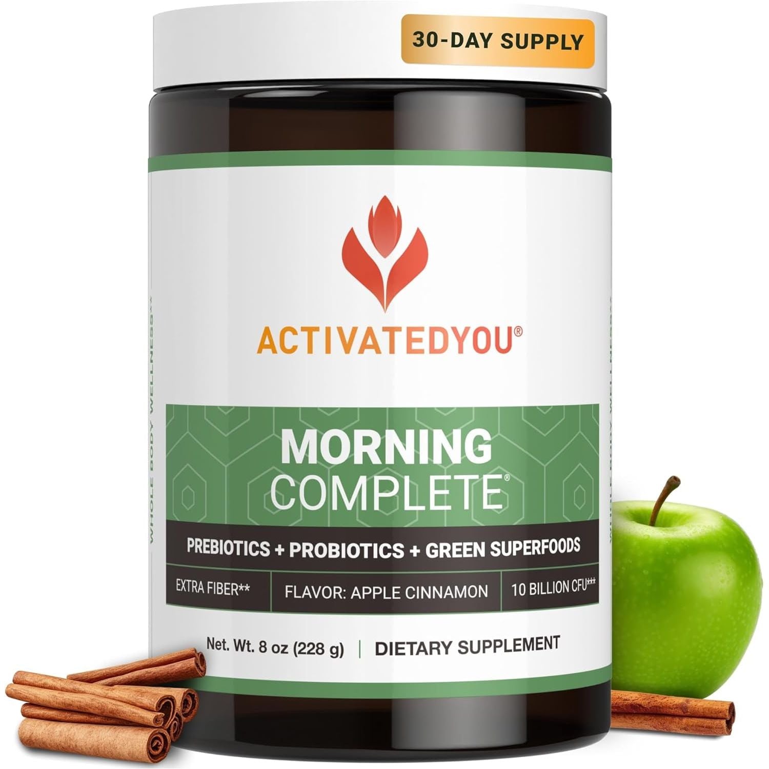 ACTIVATEDYOU Morning Complete Daily Wellness Greens Superfood Drink Mix for Gut Health 30 Servings