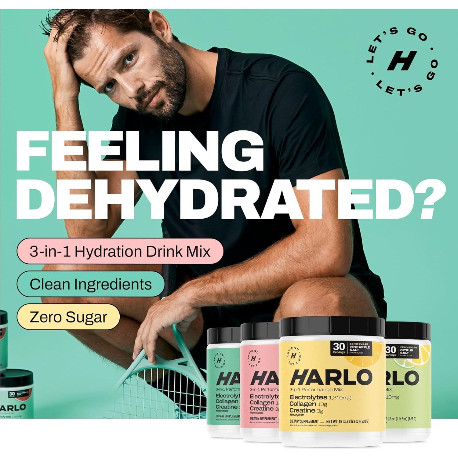 Harlo - Raspberry Salt Electrolyte Drink Mix with Bovine Collagen & Creatine