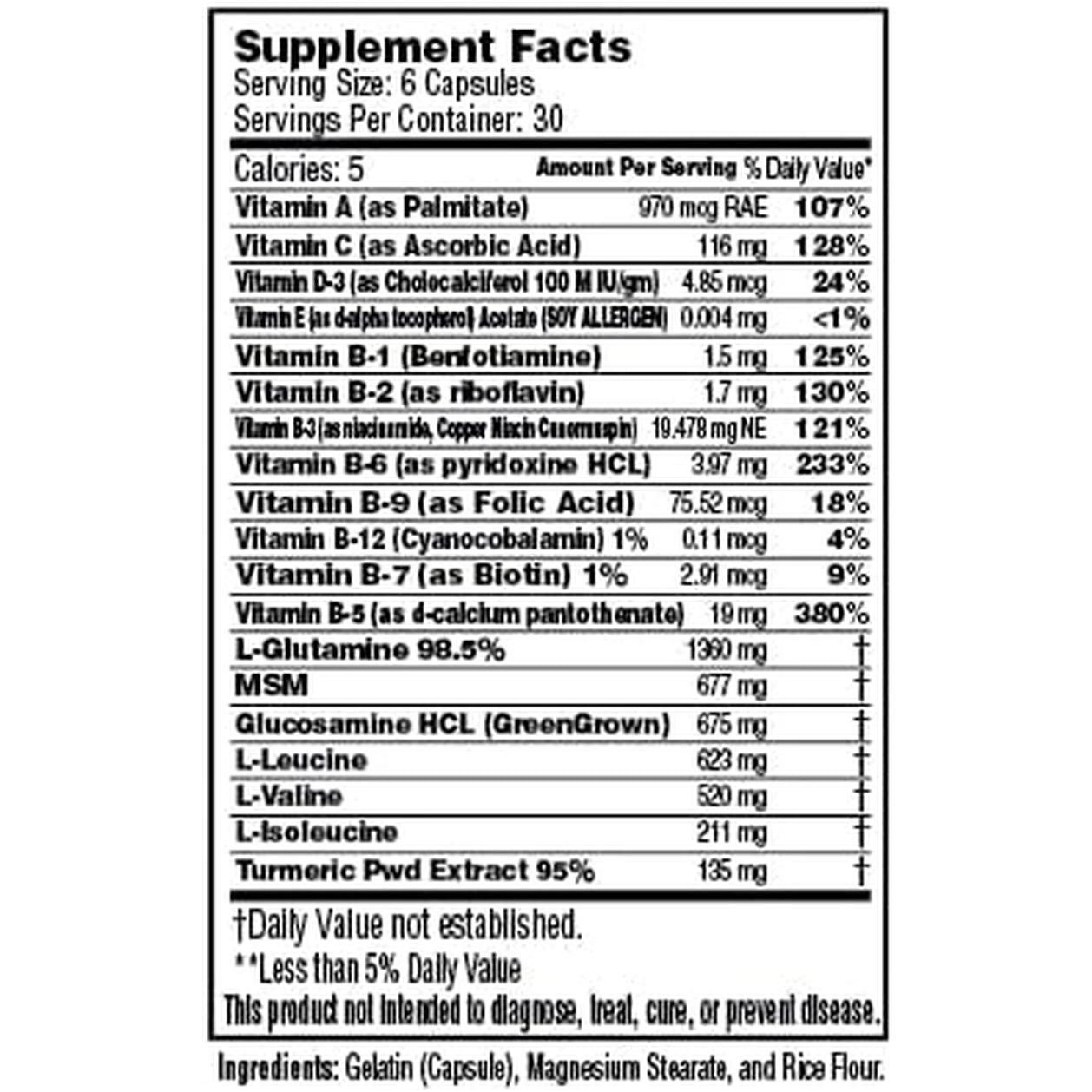 Pr2 Muscle and Joint Recovery Capsules - Glucosamine, MSM, Bcaa'S