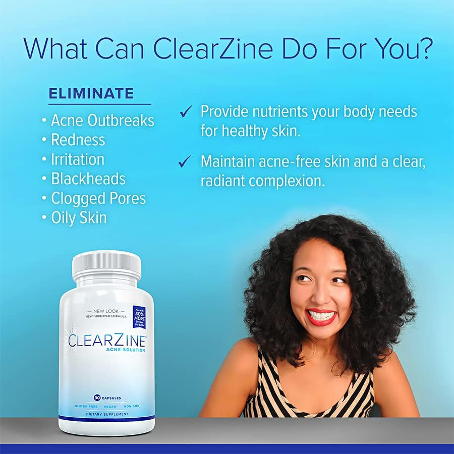Acne Pills for Teens & Adults | Clear Skin Supplement, Vitamins for Hormonal & Cystic Acne, 90 Caps