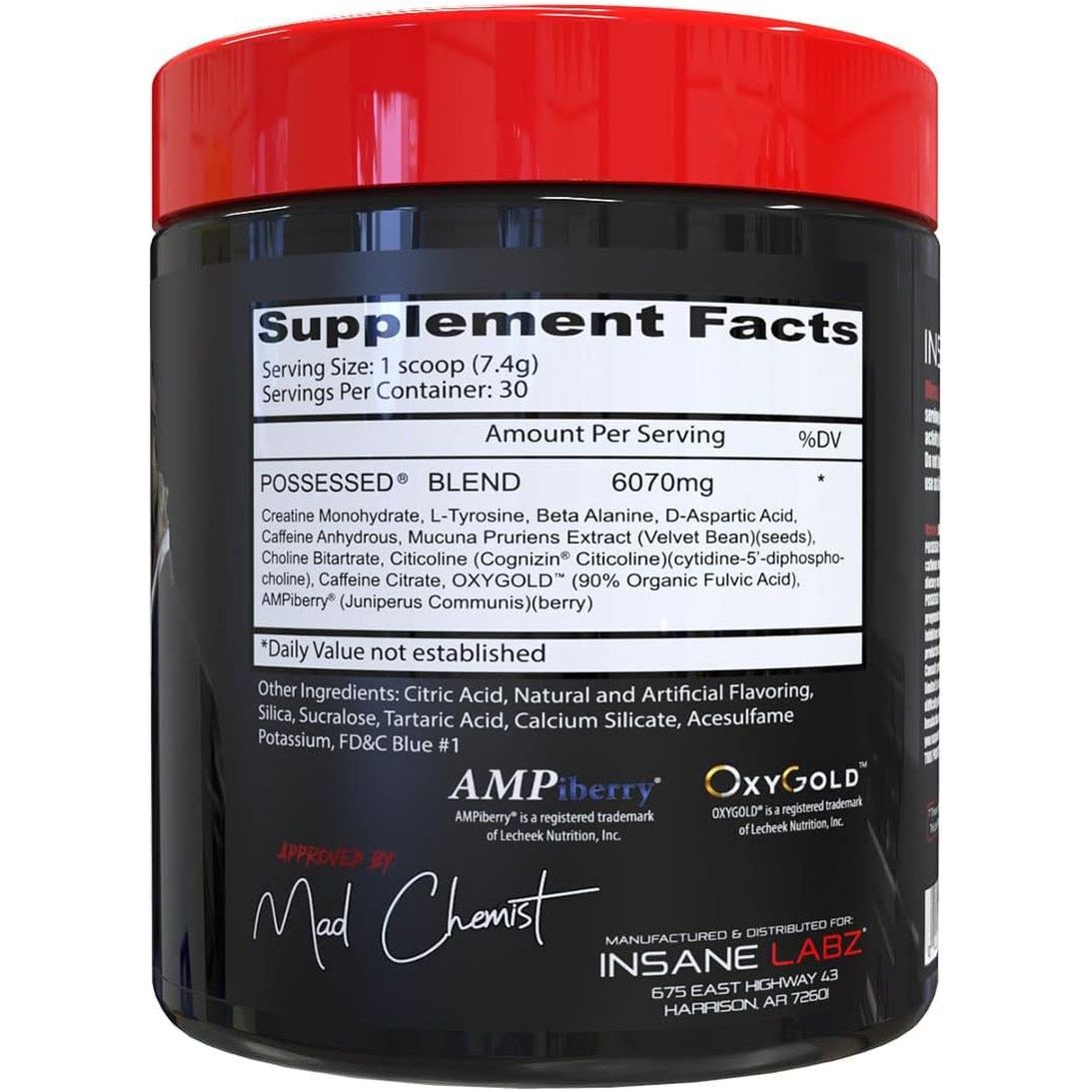 Insane Labz Possessed Low Stimulant Testosterone Boosting Pre Workout Powder, 30 Servings, Gummy Worm