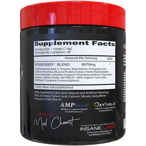 Insane Labz Possessed Low Stimulant Testosterone Boosting Pre Workout Powder, 30 Servings, Gummy Worm