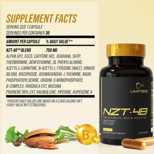 NZT-48 Brain Booster | Nootropic Brain Supplements for Memory and Focus 30 Servings