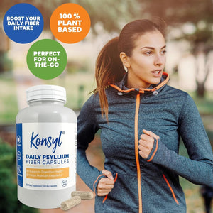 Konsyl Daily Psyllium Fiber Capsules Contains - Supports Digestive Health+ 500 Count/1500Mg