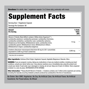 Piping Rock Probiotic with Cranberry for Women | 90 Capsules