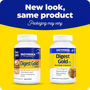 Enzymedica Digest Gold + Atpro, Maximum Strength Digestive Enzymes, Helps Digest Large Meals for Instant Bloating Relief, 45 Count