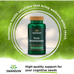 Swanson Pure Brainpower Brain Health Cognitive Memory Focus Support 60 Veggie Capsules