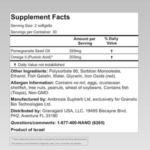 Nano Pomegranate Supplement CLINICALLY Proven Brain Supplement with anti Aging 60 Count