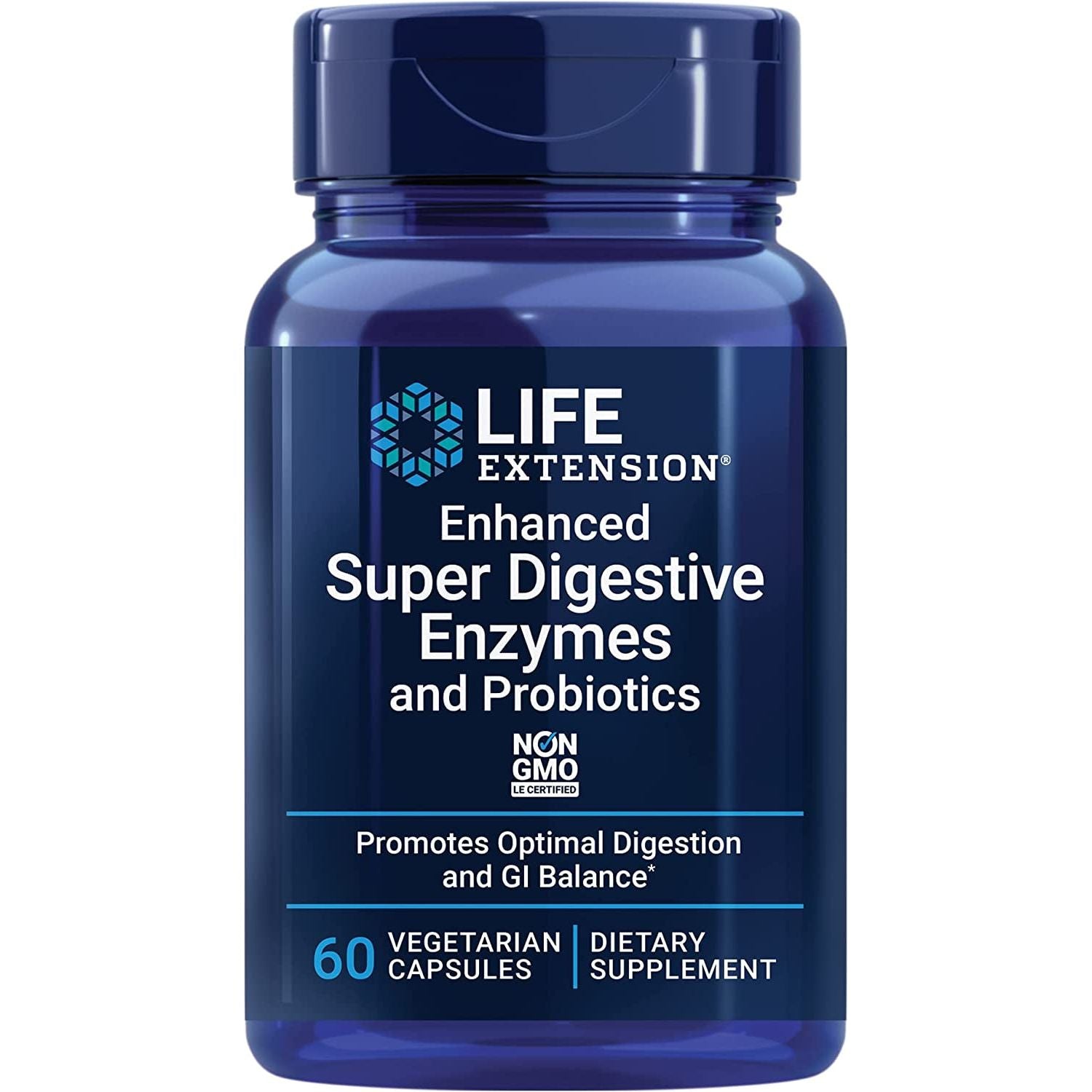 Life Extension Enhanced Super Digestive Enzymes & Probiotics - Plant-Based Diet Aid - 60 Vegetarian Capsules