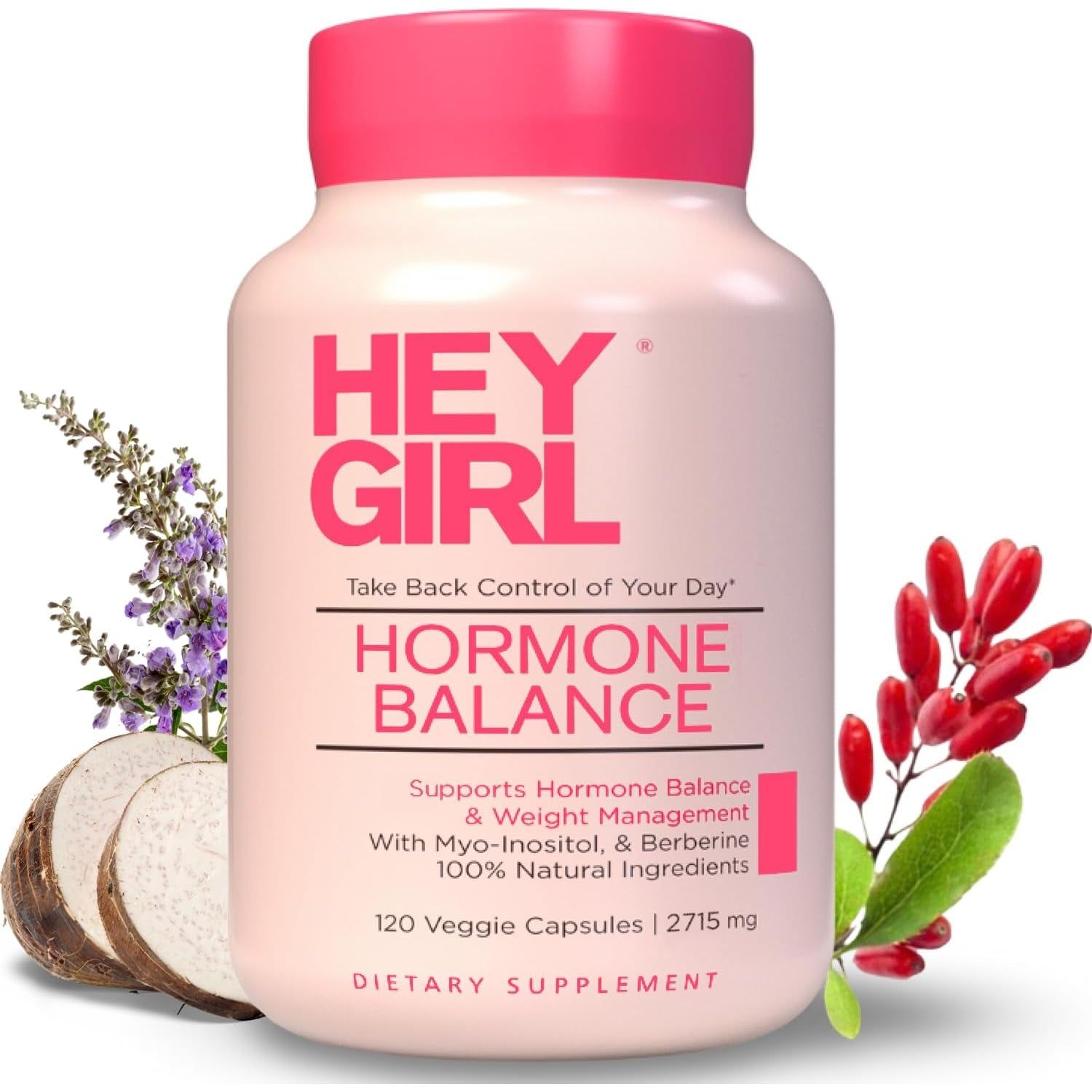 Hey Girl Hormone Balance for Women – 12In1 for Menopause, PCOS, PMS, Mood, Hot Flash, Hormonal Support 120 Capsules