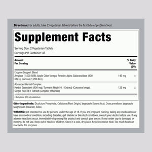 Piping Rock Bloat & Gas Support | Supplement with Enzymes, Turmeric, Ginger & More | 90 Tablets