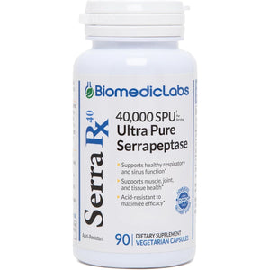 Serra-Rx 40,000 SPU Serrapeptase - Acid-Resistant Proteolytic Systemic Enzyme, 90 Veg Capsules