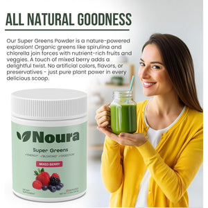 Super Greens Powder - Immunity, Digestive Enzymes & Probiotics for Energy, Gut Health, Bloating Relief for Women 60 Servings