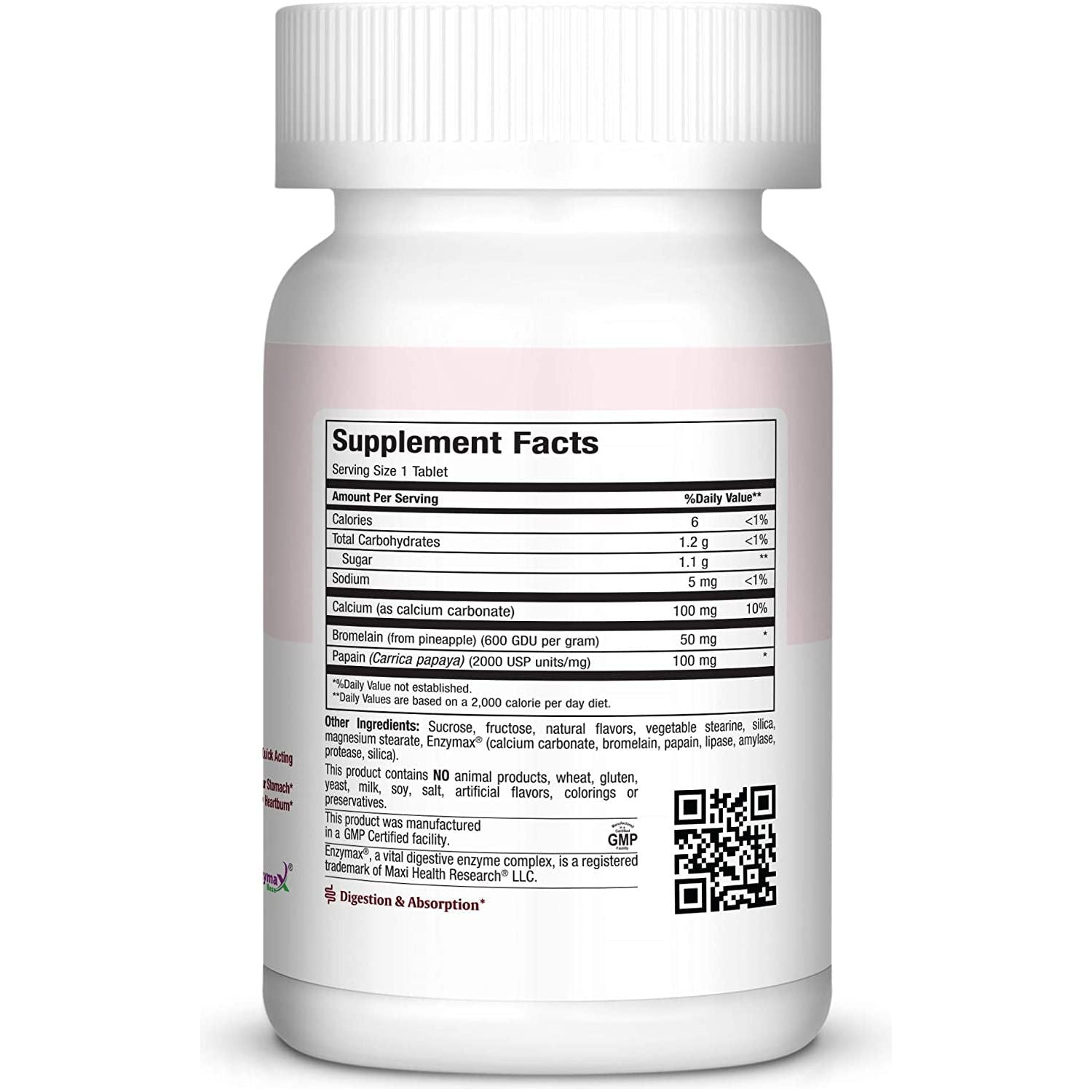 Maxi Health Chewable Digest - Natural Digestive Enzymes with Bromelain and Calcium- Quick-Acting - 90 Chewables