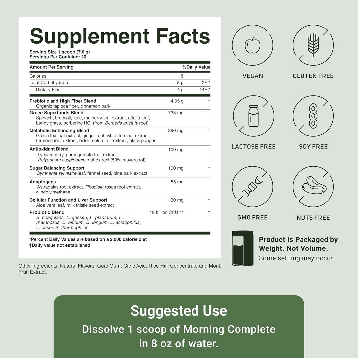 ACTIVATEDYOU Morning Complete Daily Wellness Greens Superfood Drink Mix for Gut Health 30 Servings