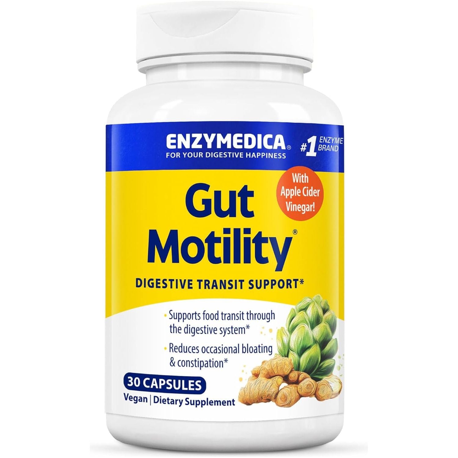 Enzymedica, Gut Motility, Promotes Regular, Healthy Bowel Movements, Reduces Occasional Bloating & Constipation, 30 Count
