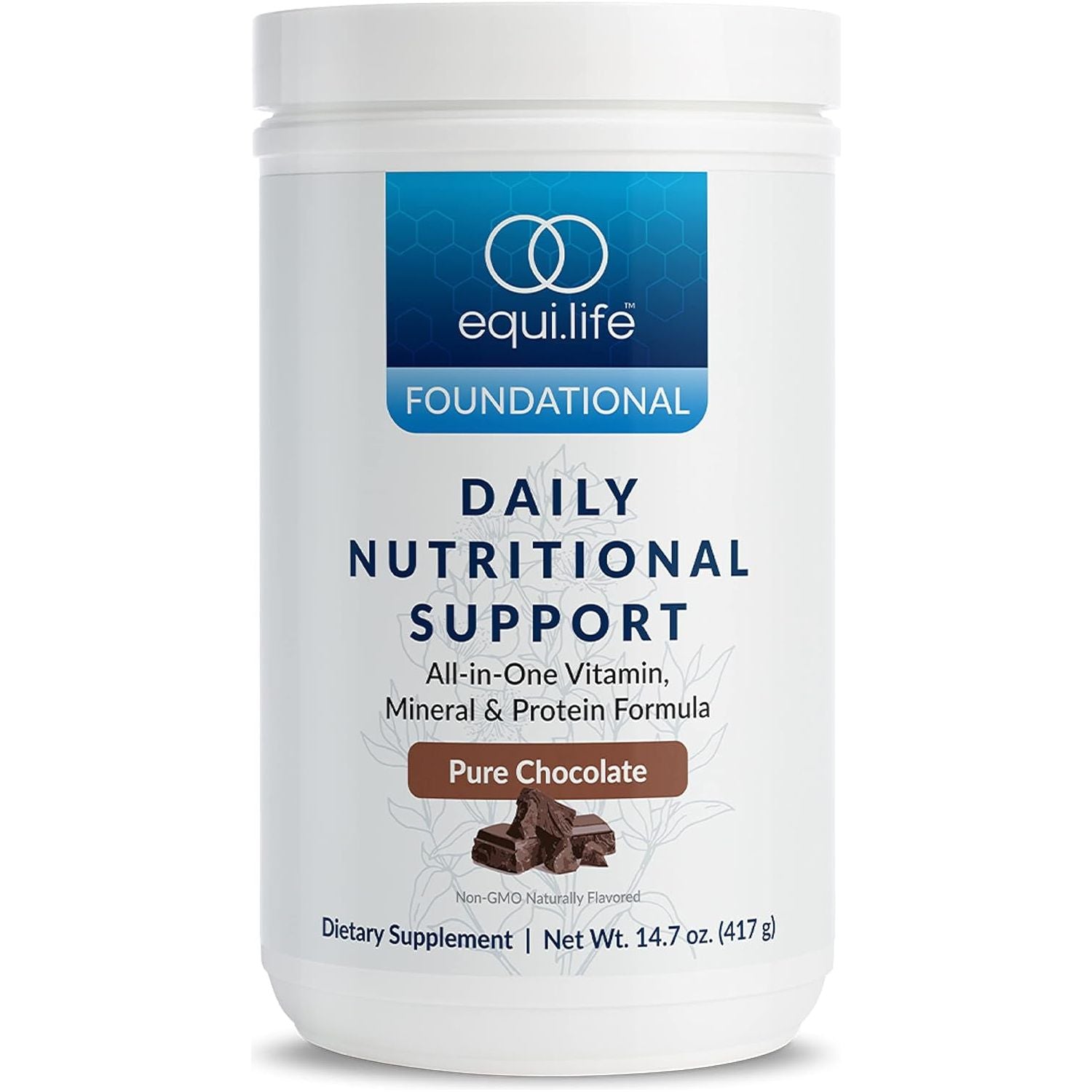 Equilife - Daily Nutritional Support, Organic and Plant Based Protein Powder, All-In-One Multivitamin (Pure Chocolate,14 Servings Tub)