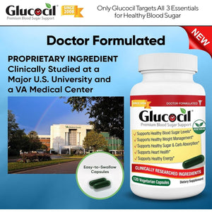 Glucocil - Premium Blood Sugar Support - Supports the 3 Essentials for Healthy Blood Sugar