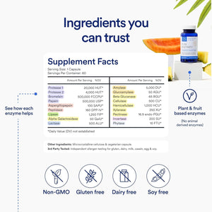 Essential Stacks Pure Digestive Enzymes Incl. Amylase, Lipase & Lactase - (60 Capsules)