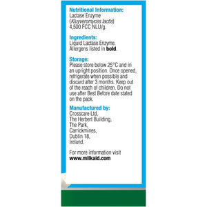 Milkaid Lactase Enzyme Drops for Lactose Intolerance | Prevents Gas, Bloating & Diarrhea 0.5 Fl Oz