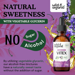 Wild & Organic Vitex Tincture - Liquid Chaste Tree Supplement for Mood Support - 2 Fl Oz