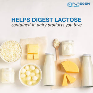 Puregen Labs Dairy Relief Fast Acting Lactase Enzyme 9000 FCC, Lactose Intolerance Pills 360 Tablets