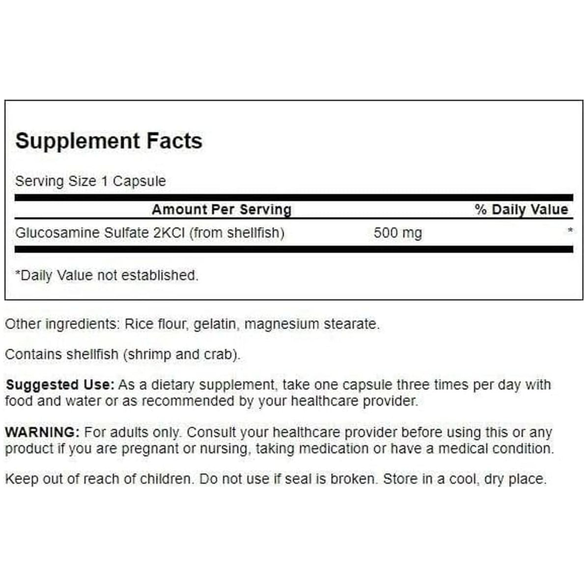 Swanson Glucosamine Sulfate 2Kcl 500 Milligrams 400 Capsules