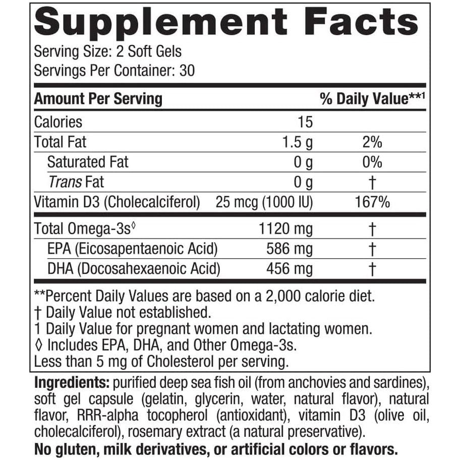 Nordic Naturals Postnatal Omega-3, Lemon - 1120 Total Omega-3 + 1000 IU Vitamin D3 (60 Soft Gels)