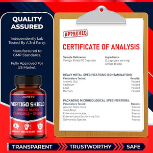 Vertigo Support Complex - Advanced 14-In-1 Formula for Spinning Dizziness Inner Ear Balance* - Made in the USA.