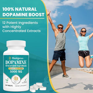 Natural Dopamine Supplement for Energy, Focus, Motivation, Mental Alertness, Mood, and Stress - 90 Tablets
