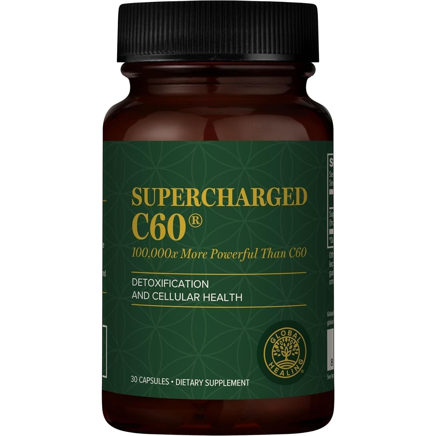 Global Healing Center Supercharged C60 - Micro-Activated Carbon Fullerene W/Organic MCT Powder, (30 Capsules)